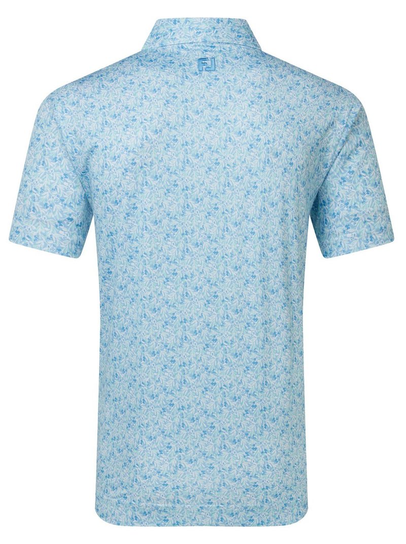 FootJoy Meadow Print Lisle polo de hombre, blue reef/sea glass/deep reef