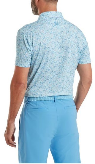 FootJoy Meadow Print Lisle polo de hombre, blue reef/sea glass/deep reef