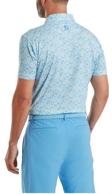FootJoy Meadow Print Lisle polo de hombre, blue reef/sea glass/deep reef