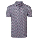 FootJoy Meadow Print Lisle polo de hombre, negro/vivid violet/pink pop