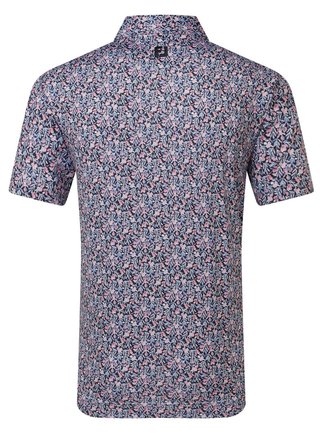 FootJoy Meadow Print Lisle polo de hombre, negro/vivid violet/pink pop