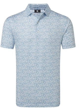 FootJoy Hidden Palm Print Lisle polo de hombre, chambray/white