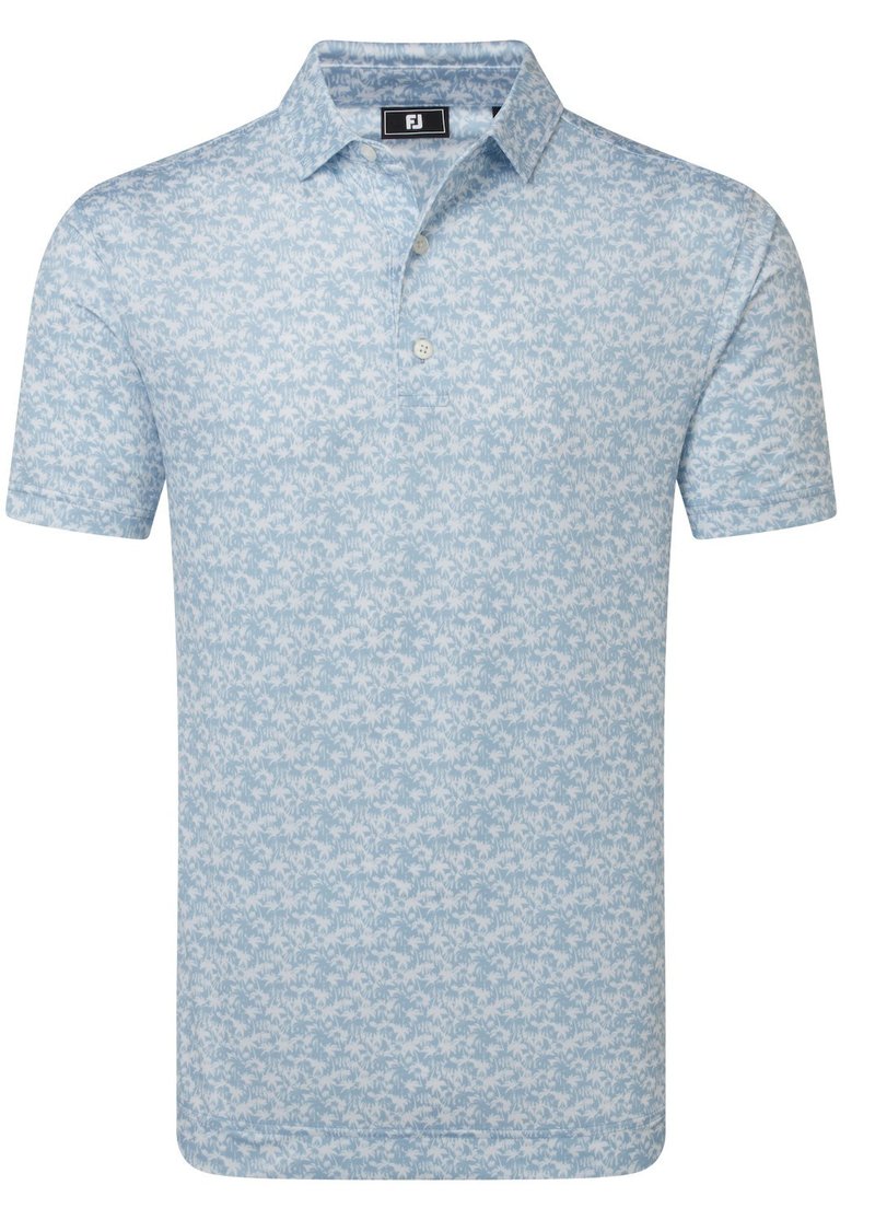 FootJoy Hidden Palm Print Lisle polo de hombre, chambray/white