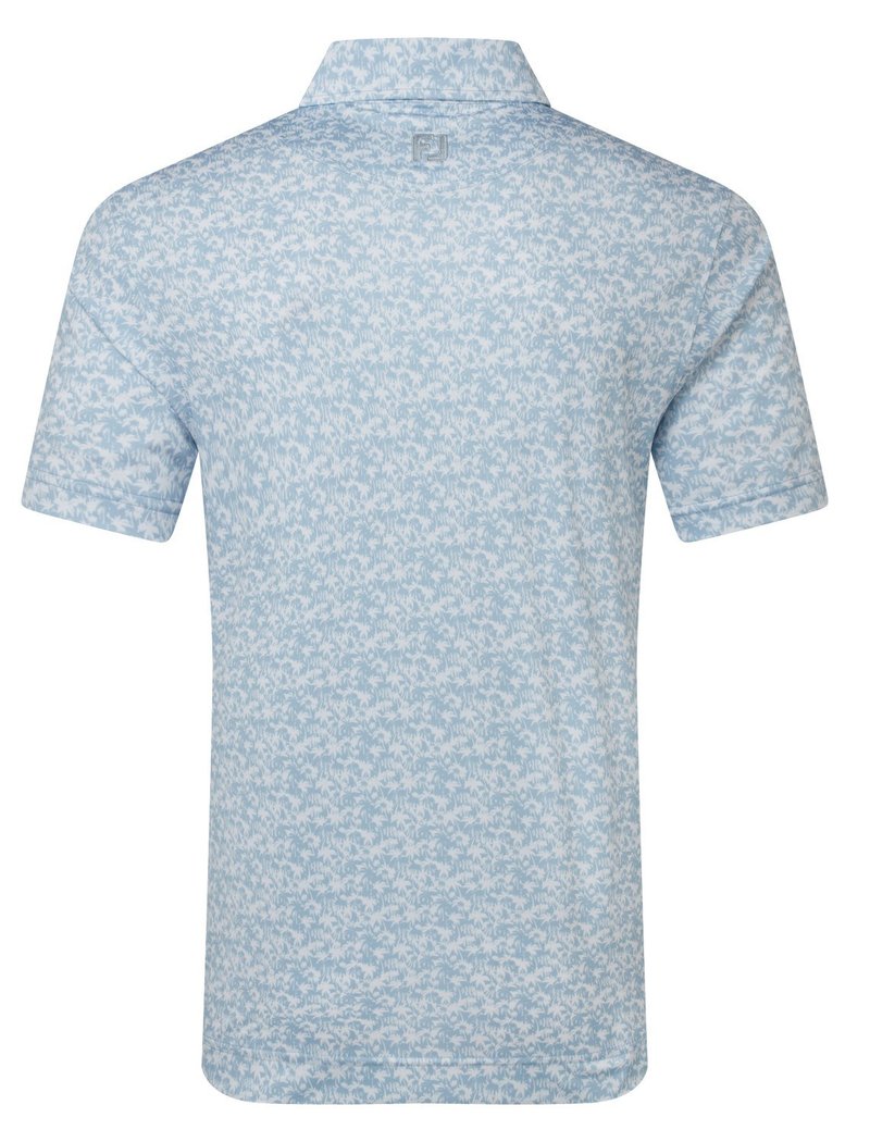 FootJoy Hidden Palm Print Lisle polo de hombre, chambray/white