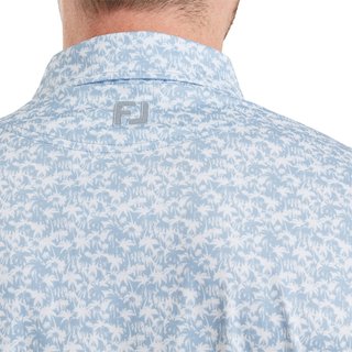 FootJoy Hidden Palm Print Lisle polo de hombre, chambray/white
