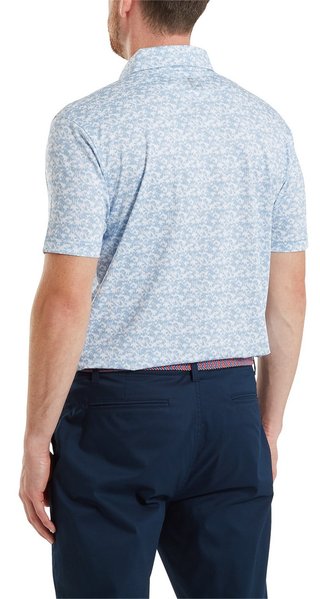 FootJoy Hidden Palm Print Lisle polo de hombre, chambray/white