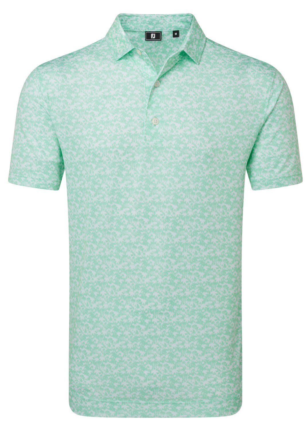 FootJoy Hidden Palm Print Lisle polo de hombre, sea glass/white