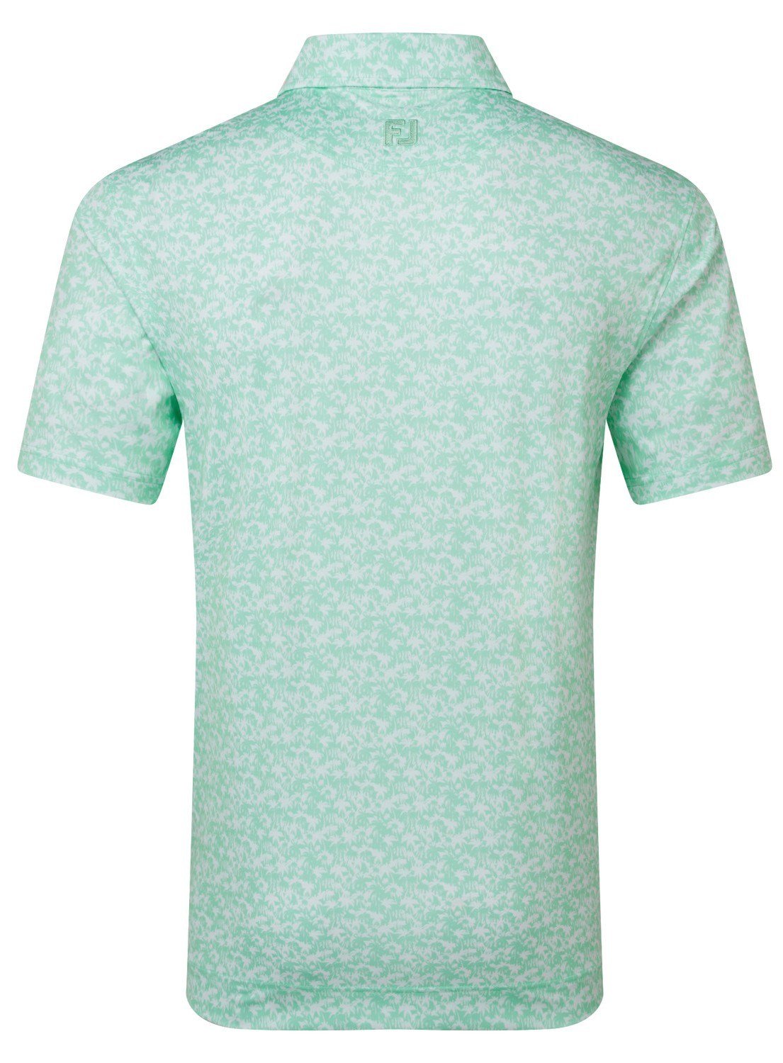 FootJoy Hidden Palm Print Lisle polo de hombre, sea glass/white