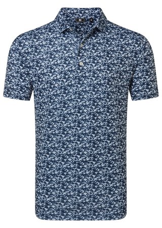 FootJoy Hidden Palm Print Lisle polo de hombre, navy/white