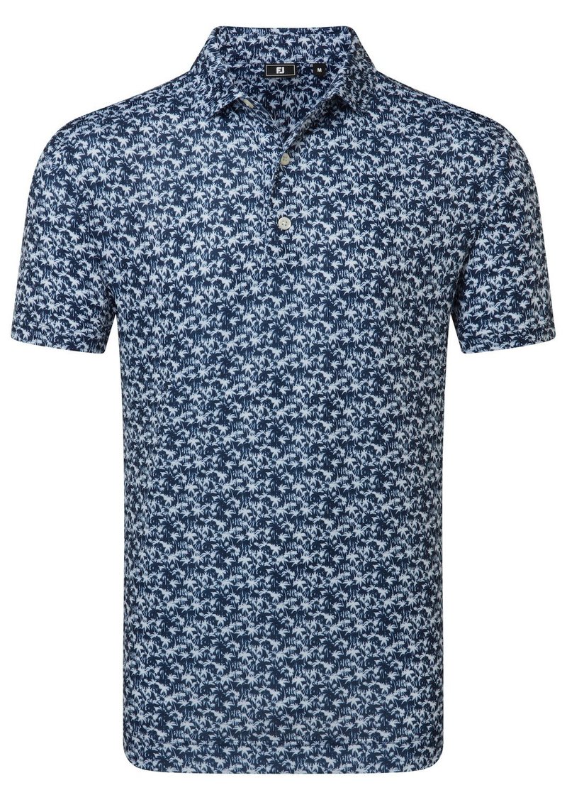 FootJoy Hidden Palm Print Lisle polo de hombre, navy/white