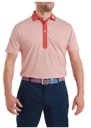 FootJoy Feeder Stripe Pique polo de hombre, nantucket red
