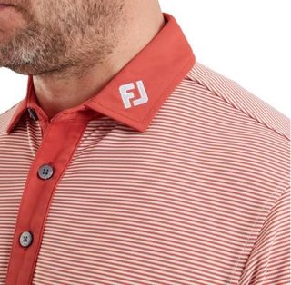 FootJoy Feeder Stripe Pique polo de hombre, nantucket red