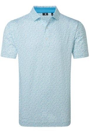 FootJoy Surfs Up Print Lisle polo de hombre, deep reef/white/sea glass/blue reef
