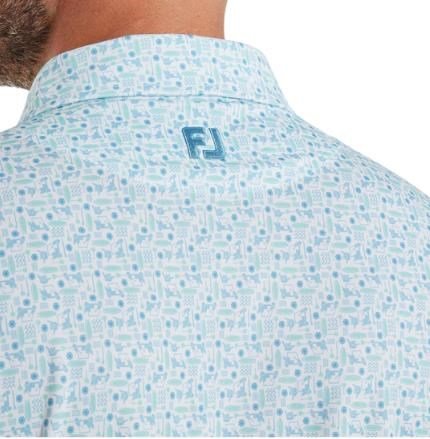 FootJoy Surfs Up Print Lisle polo de hombre, deep reef/white/sea glass/blue reef