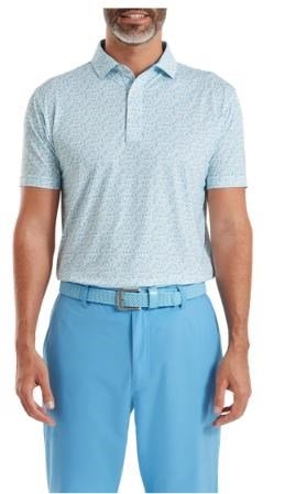 FootJoy Surfs Up Print Lisle polo de hombre, deep reef/white/sea glass/blue reef