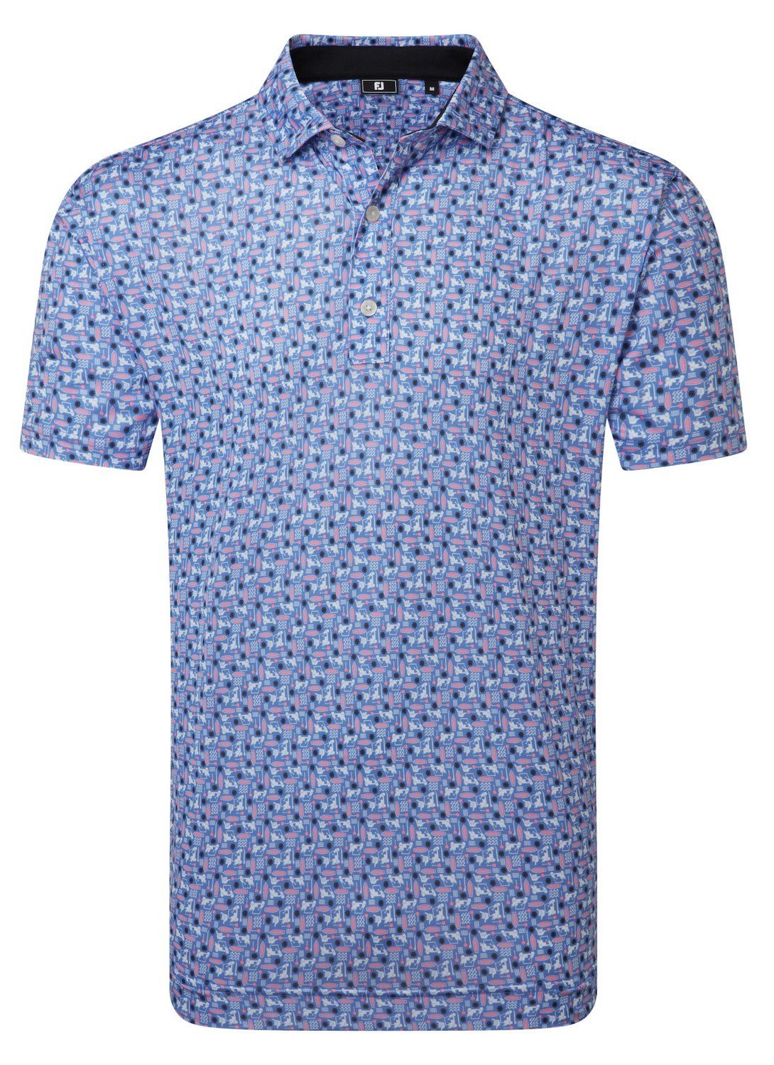 FootJoy Surfs Up Print Lisle polo para hombre, blanco/vivid violet/pink pop/negro