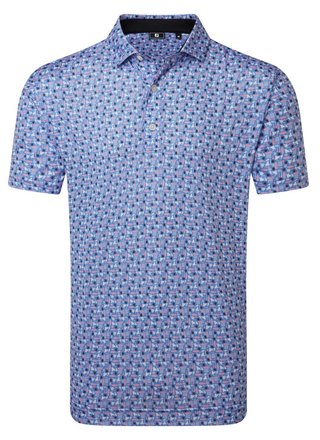 FootJoy Surfs Up Print Lisle polo para hombre, blanco/vivid violet/pink pop/negro