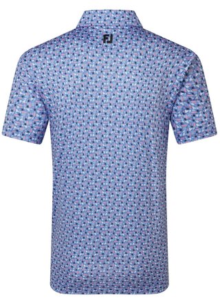 FootJoy Surfs Up Print Lisle polo para hombre, blanco/vivid violet/pink pop/negro