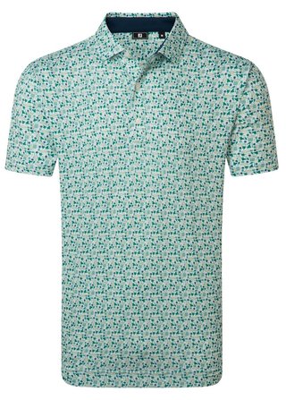 FootJoy Surfs Up Print Lisle polo para hombre, field green/white/sunshine/navy