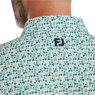 FootJoy Surfs Up Print Lisle polo para hombre, field green/white/sunshine/navy
