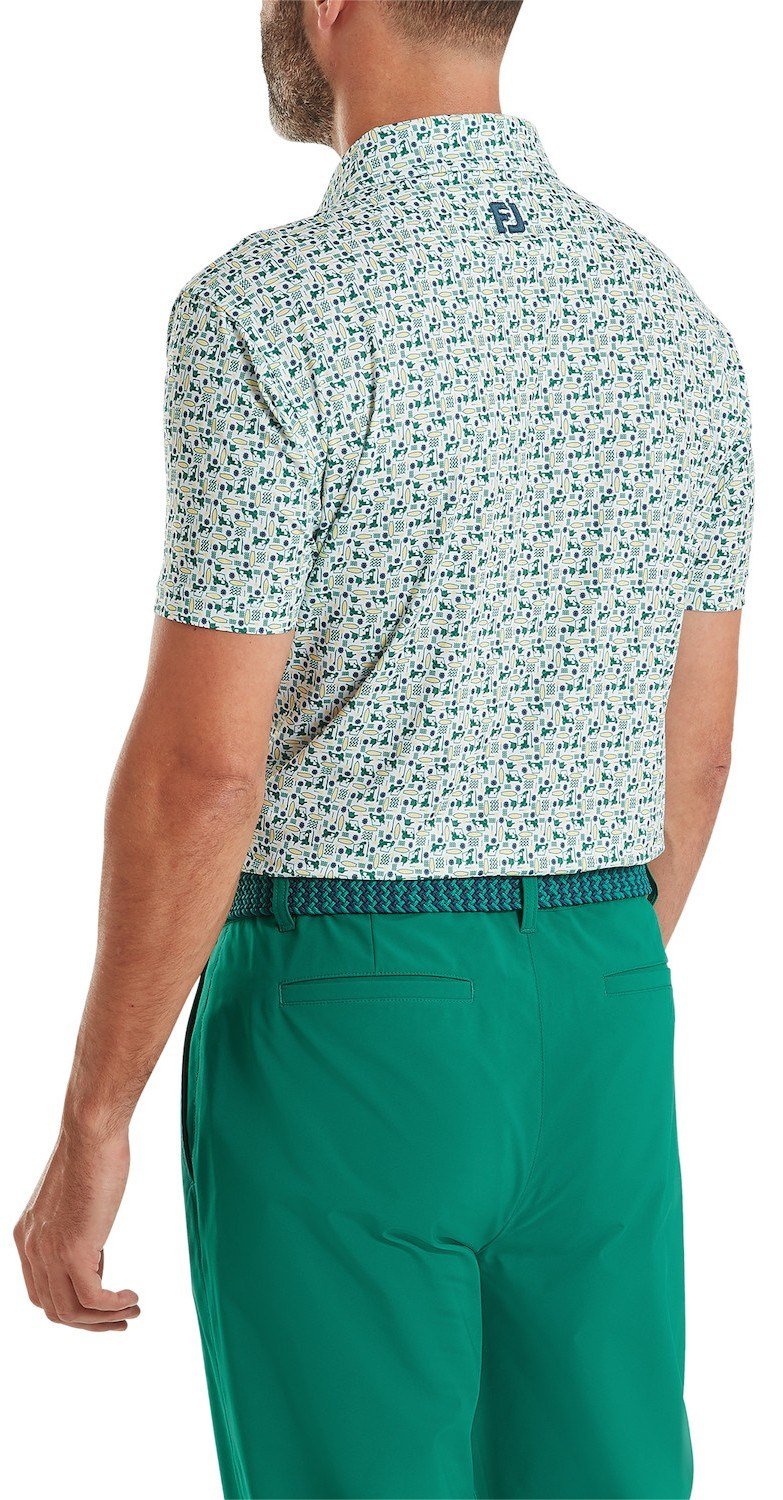 FootJoy Surfs Up Print Lisle polo para hombre, field green/white/sunshine/navy