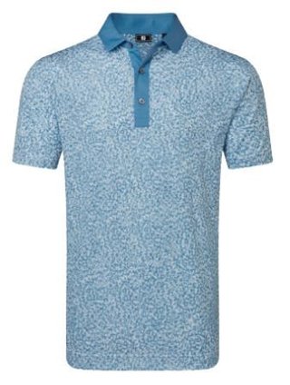 FootJoy Condensed Camo Print Lisle polo de hombre, blanco/chambray/azul costero