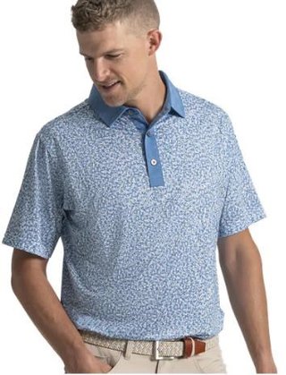 FootJoy Condensed Camo Print Lisle polo de hombre, blanco/chambray/azul costero