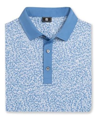 FootJoy Condensed Camo Print Lisle polo de hombre, blanco/chambray/azul costero
