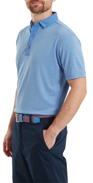 FootJoy Star Geo Jacquard polo de hombre, coastal blue