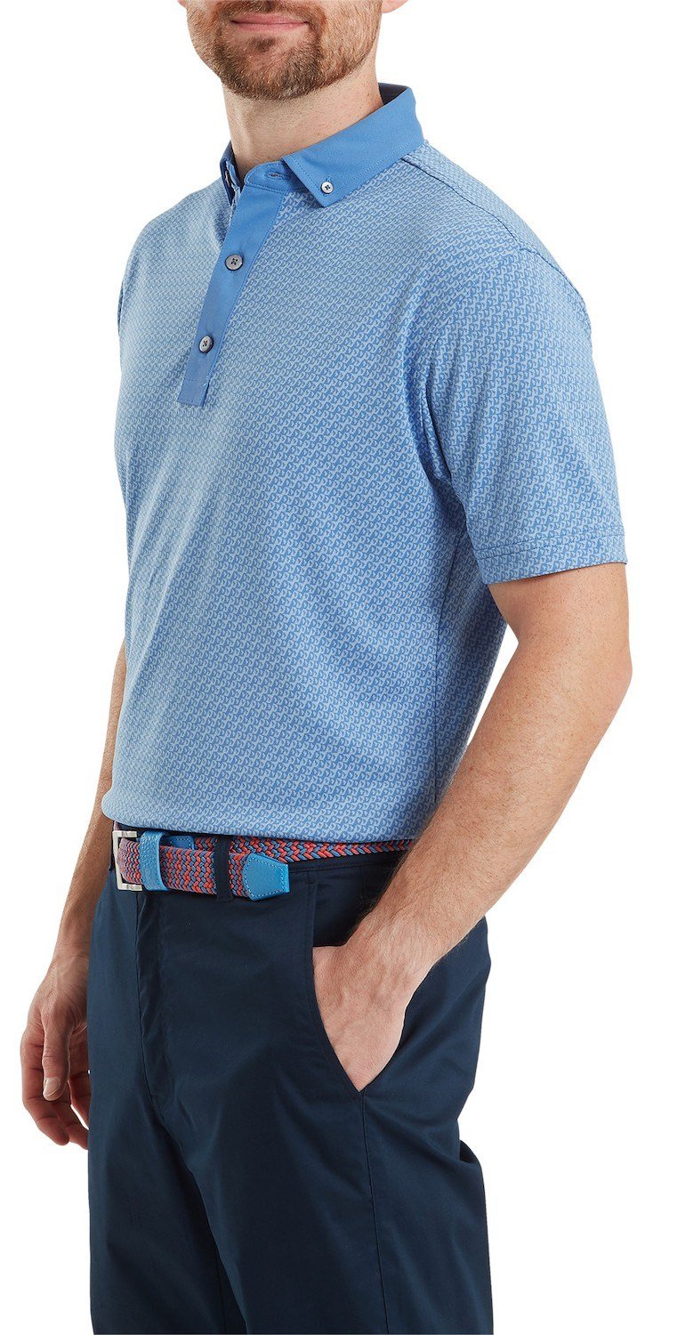 FootJoy Star Geo Jacquard polo de hombre, coastal blue