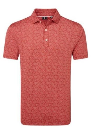 FootJoy Wingtip Floral Lisle polo de hombre, nantucket red/white