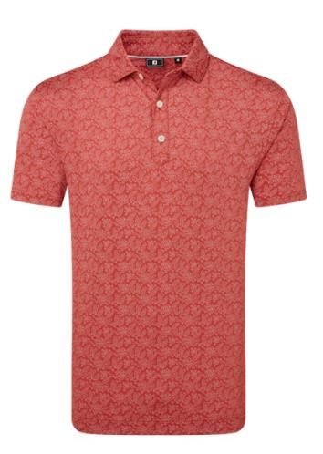FootJoy Wingtip Floral Lisle polo de hombre, nantucket red/white