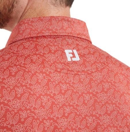 FootJoy Wingtip Floral Lisle polo de hombre, nantucket red/white