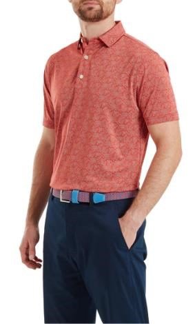 FootJoy Wingtip Floral Lisle polo de hombre, nantucket red/white