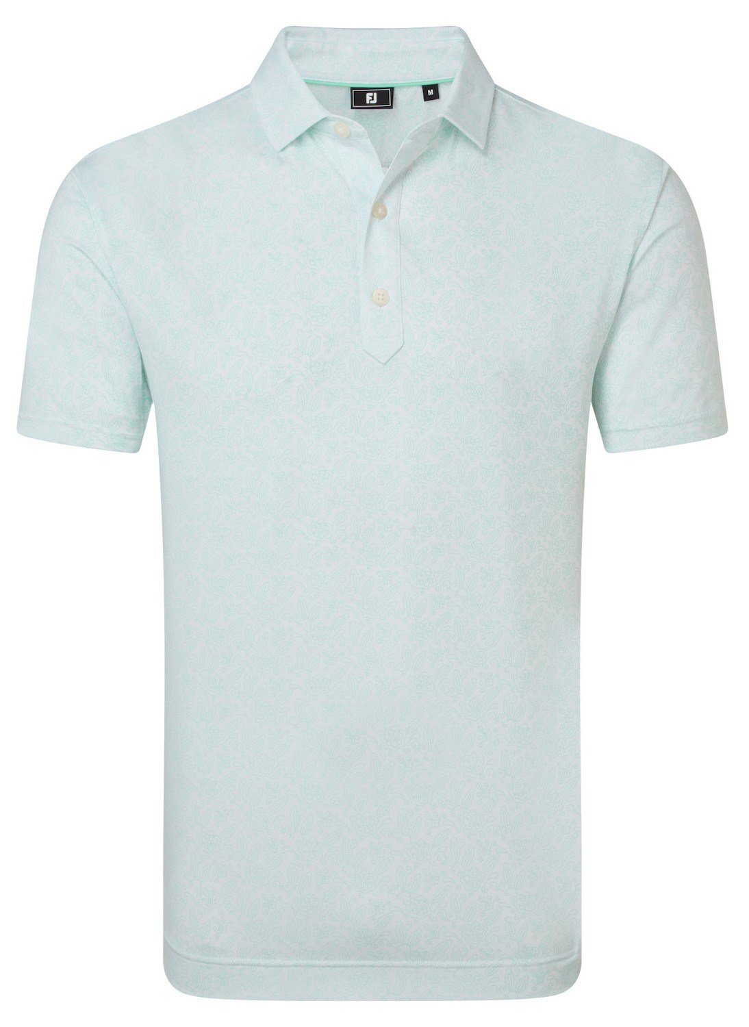 FootJoy Wingtip Floral Lisle polo de hombre, blanco/sea glass