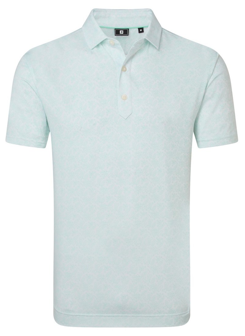 FootJoy Wingtip Floral Lisle polo de hombre, blanco/sea glass