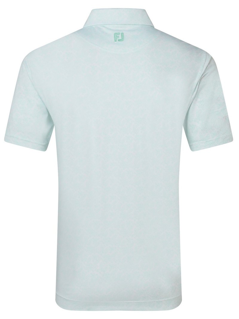 FootJoy Wingtip Floral Lisle polo de hombre, blanco/sea glass
