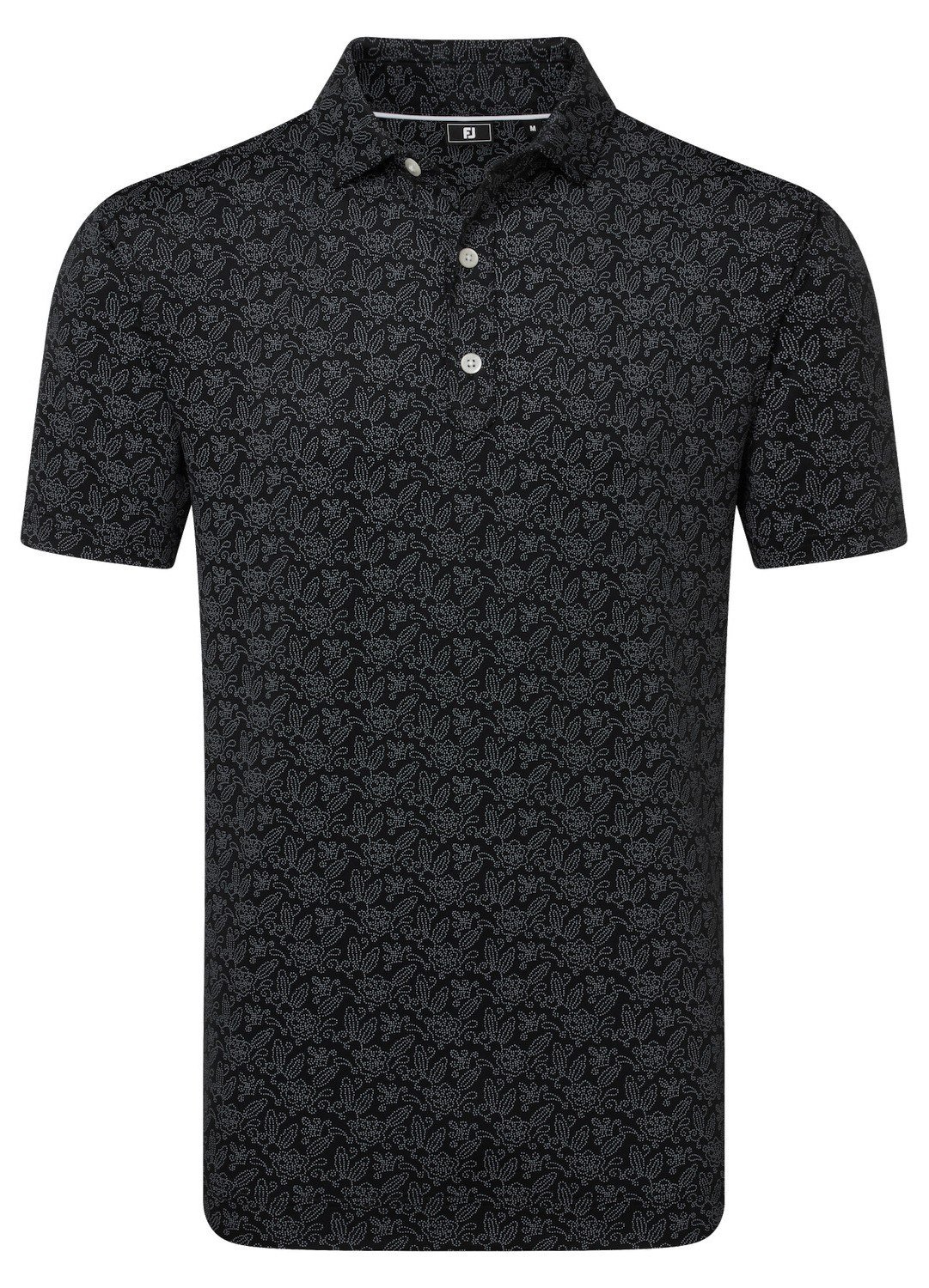 FootJoy Wingtip Floral Lisle polo de hombre, negro/blanco