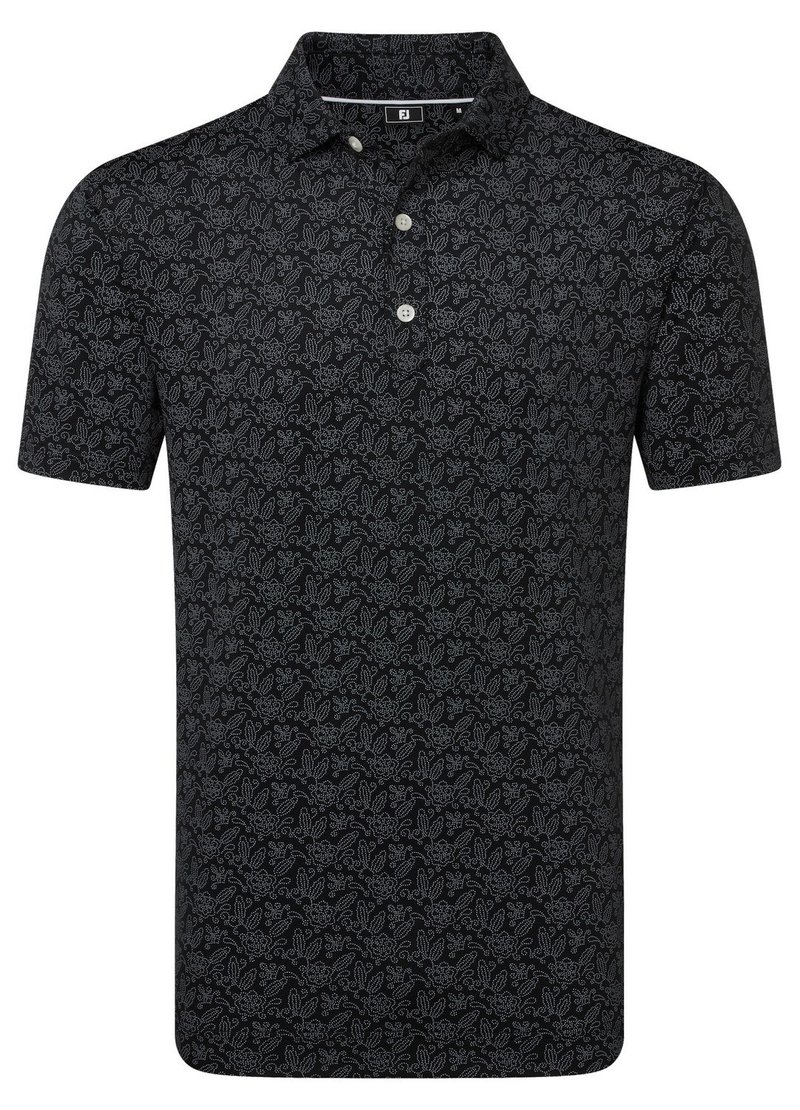 FootJoy Wingtip Floral Lisle polo de hombre, negro/blanco