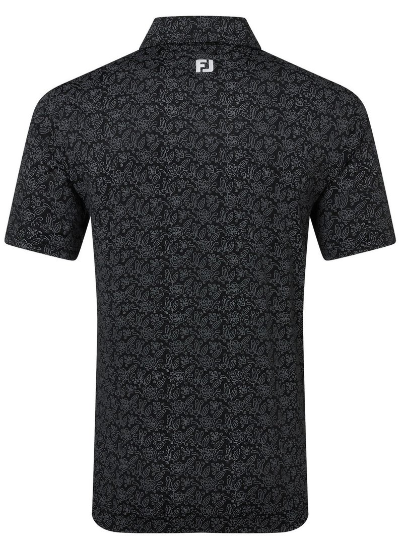 FootJoy Wingtip Floral Lisle polo de hombre, negro/blanco