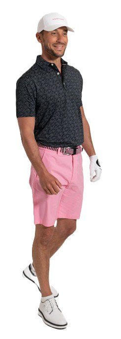 FootJoy Wingtip Floral Lisle polo de hombre, negro/blanco