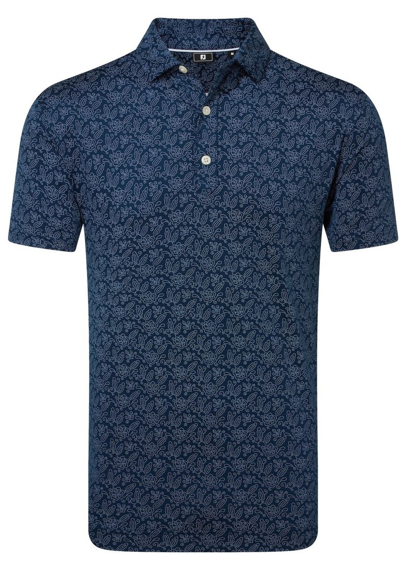 FootJoy Wingtip Floral Lisle polo de hombre, navy/white
