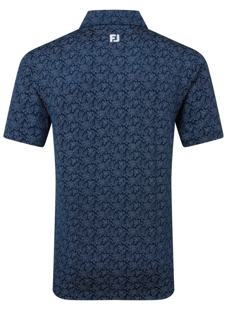 FootJoy Wingtip Floral Lisle polo de hombre, navy/white