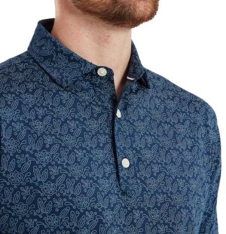FootJoy Wingtip Floral Lisle polo de hombre, navy/white