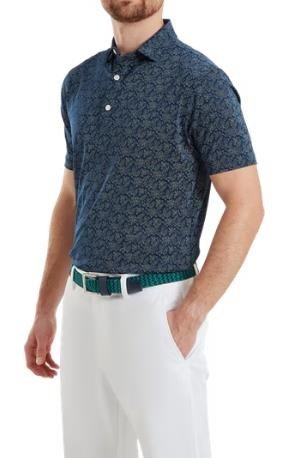 FootJoy Wingtip Floral Lisle polo de hombre, navy/white