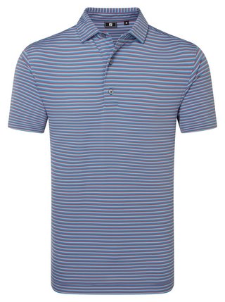 FootJoy Shadow Stripe Lisle polo de hombre, azul costero
