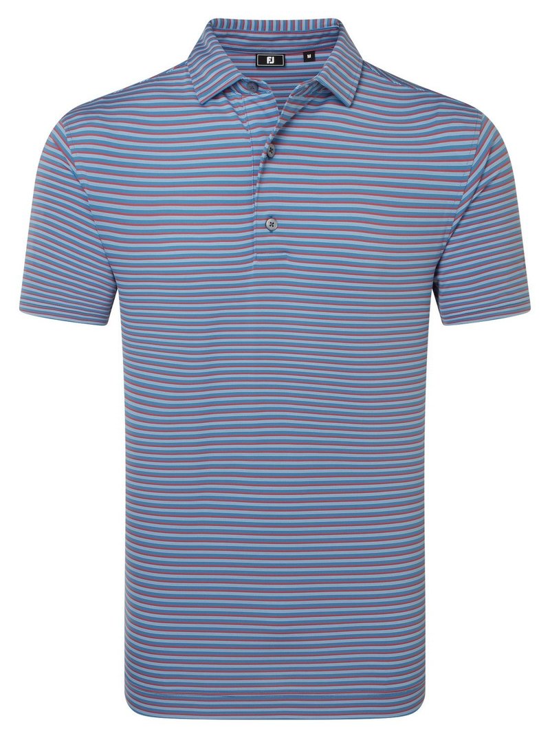FootJoy Shadow Stripe Lisle polo de hombre, azul costero