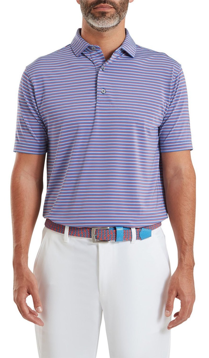 FootJoy Shadow Stripe Lisle polo de hombre, azul costero