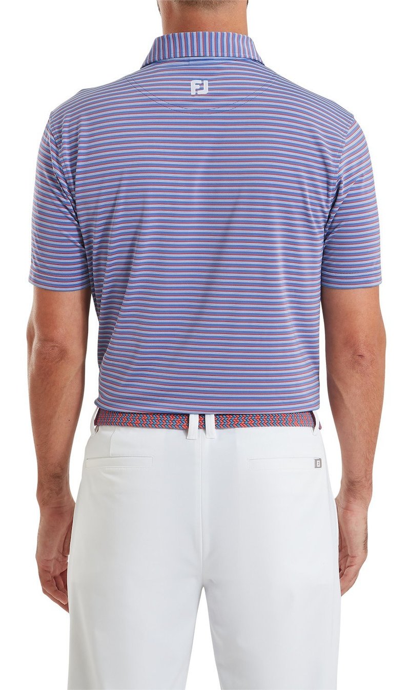 FootJoy Shadow Stripe Lisle polo de hombre, azul costero