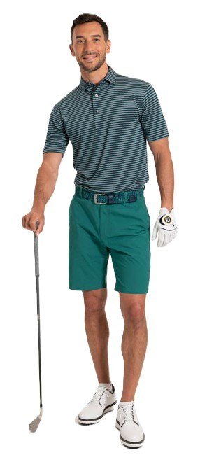 FootJoy Shadow Stripe Lisle polo de hombre, azul marino
